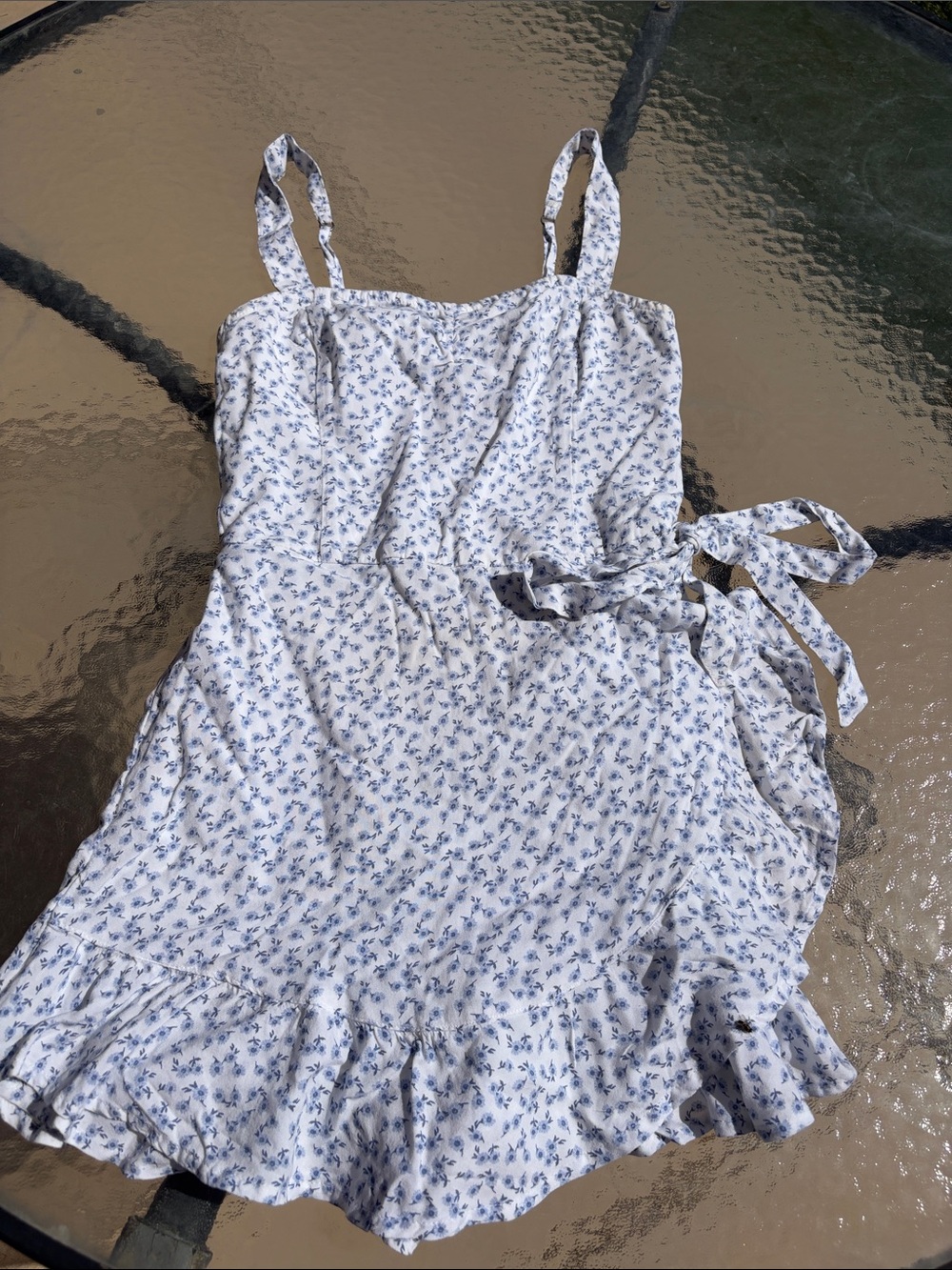 Hollister White Sundress/skorts with Blue Floral Print